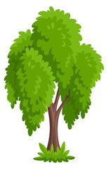 Wall Mural - Cartoon tree. Green forest plant. Landscape element