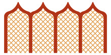 Eastern Window Lattice. Red Arabic Pattern Design