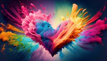 Abstract Fractal Background With Colored Hearts