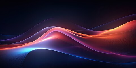 Wall Mural - Glowing, colorful waves with dark background. Abstract wavy background.