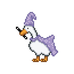 Wall Mural - Duck dressed as a wizard, pixel art meme