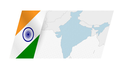 Wall Mural - India map in modern style with flag of India on left side.