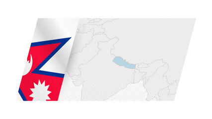 Wall Mural - Nepal map in modern style with flag of Nepal on left side.