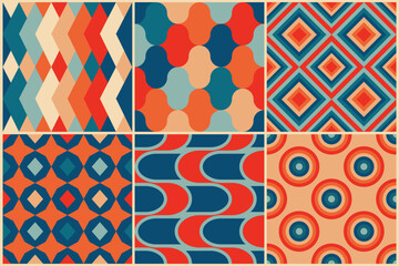 Wall Mural - geomatical retro seamless patterns in the style of the 50s and 60s