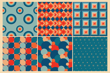 Wall Mural - Retro seamless patterns in the style of the 50s and 60s.Mid century patterns