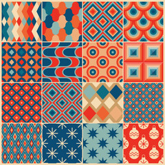 Wall Mural - Retro seamless patterns in the style of the 50s and 60s.Mid century patterns