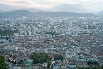 Wall Mural - View of Grenoble from the heights of the Bastille. France