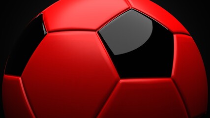 Wall Mural - Red soccer ball on black background.
3d illustration.
