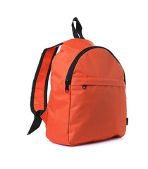 Canvas Print - One stylish orange backpack isolated on white