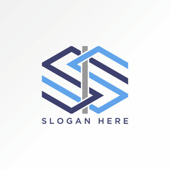 Poster - Logo design graphic concept creative abstract premium vector stock sign unique letter initial SIS font on double hexagon. Related monogram typography