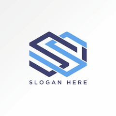 Poster - Logo design graphic concept creative abstract premium vector stock sign unique letter initial SSI font on line 2 hexagons. Related monogram typography