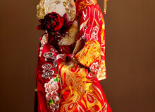 Asian Costume Woman Holding Paper Umbrella