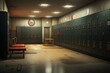 3D render of a locker room with lockers in a school, Locker Room, AI Generated