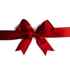 Sticker - Shiny red satin ribbon bow