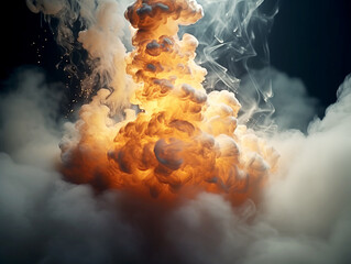 Poster - Explosion of colored smoke on a black background. Generative AI