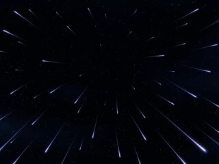 Wall Mural - beautiful night starfall. falling fireballs against the background of stars. group of meteoroids in 