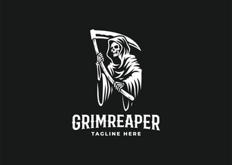 Wall Mural - grim reaper logo design vector illustration