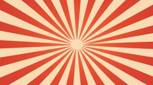 The Image Depicts A Retro-style Background With Rays Or Stripes Emanating From The Center, Creating A Sunburst Effect. The Color Scheme Features Various Shades Of Red, Giving It A Classic
