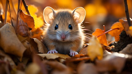 Canvas Print - Adorable Hamsters/Chipmunks Playing in Autumn Park