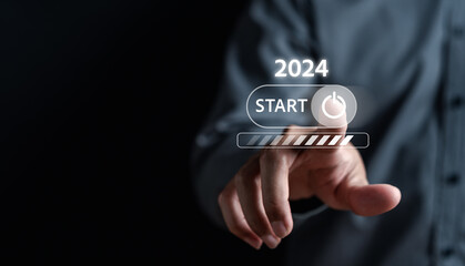 Poster - Loading progress from 2023 to 2024 to countdown happy new year.