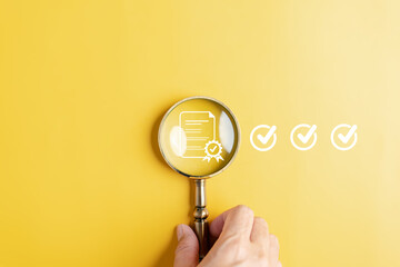 Leinwandbilder - Quality guarantee and digital form checklist documentation database.