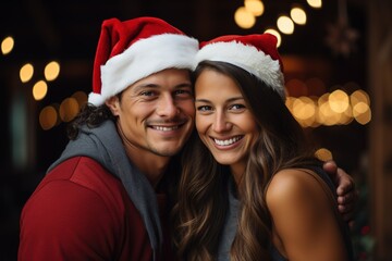 christmas festival Couples from different nationalities have happy expressions on their faces. christ festival, generative ai