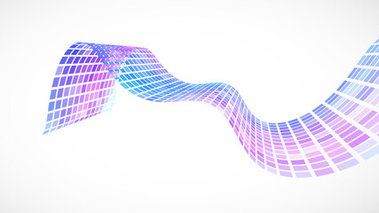 Poster - Abstract retro background. Waves are made of squares. Pixel art vector illustration.
