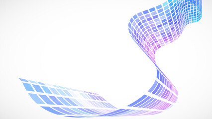 Poster - Abstract retro background. Waves are made of squares. Pixel art vector illustration.