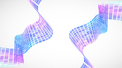 Poster - Abstract retro background. Waves are made of squares. Pixel art vector illustration.
