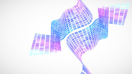 Poster - Abstract retro background. Waves are made of squares. Pixel art vector illustration.