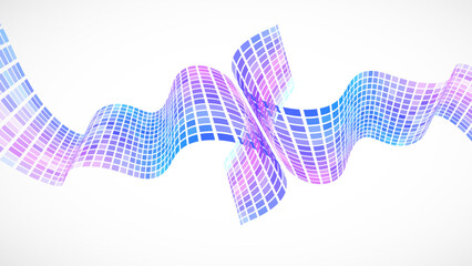 Poster - Abstract retro background. Waves are made of squares. Pixel art vector illustration.