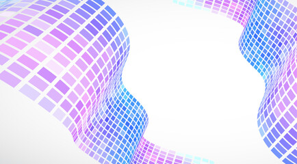 Poster - Abstract retro background. Waves are made of squares. Pixel art vector illustration.