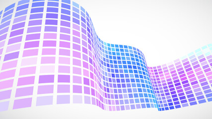 Poster - Abstract retro background. Waves are made of squares. Pixel art vector illustration.