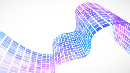 Poster - Abstract retro background. Waves are made of squares. Pixel art vector illustration.