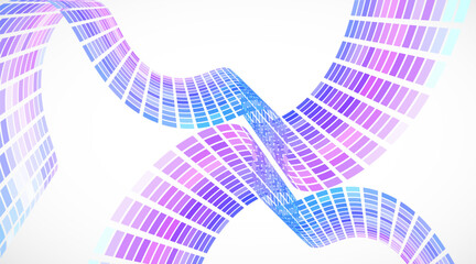 Poster - Abstract retro background. Waves are made of squares. Pixel art vector illustration.