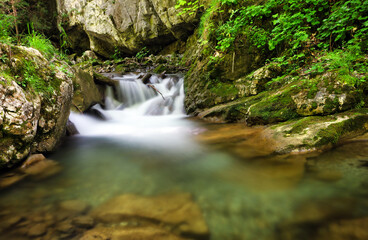 Canvas Print - Small waterfall in stream in Gaderska dolina - Slovakia