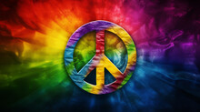 Mesmerizing Peace Sign With Colorful Rainbow Explosion, Generated With Ai