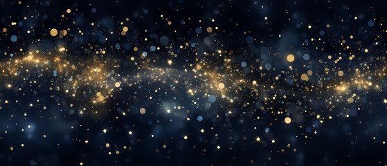 Wall Mural - luxury christmas pattern, abstract starry night illustration, metallic gold and midnight blue