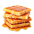 Closeup waffle with maple syrup on transparent background. Waffle png. Waffle with maple syrup transparent background. Waffle element. Waffle with syrup element
