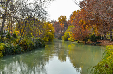 Wall Mural - Bozsuv canal near Expocenter bridge scenic view (Tashkent, Uzbekistan) 