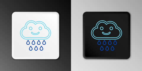 Sticker - Line Cloud with rain icon isolated on grey background. Rain cloud precipitation with rain drops. Colorful outline concept. Vector