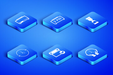 Poster - Set Clock, Digital alarm clock, Calendar with check mark, and Old hourglass icon. Vector