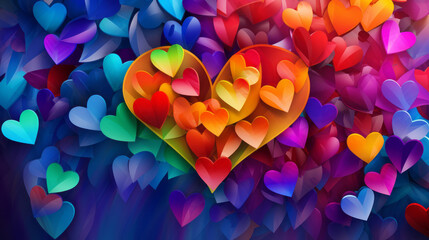 Wall Mural - Heart art in rainbow colors, generated with ai