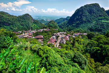 Canvas Print - Mountain View with Local Village at Doi Pha Mee