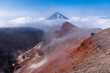 Beautiful Kamchatka volcanic landscape: Avachinsky Volcano - active volcano of Kamchatka Peninsula. View of the fumarolic activity of volcano, steam and gas emissions from crater. Russia, Far East.