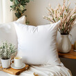 © HappyTime 17 - Blank white pillow on the couch mockup , Modern living room.