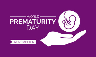 Wall Mural - World Prematurity Day Vector Illustration with Tiny Newborn and Caring Hands. Vector template for background, banner, card, poster design.