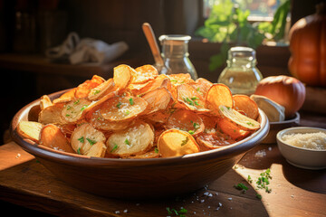 Fresh home made potato chips seasoned with parsley and salt 2