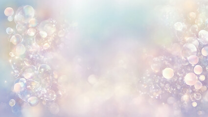 A mesmerizing and dreamy blend of soft ethereal blur, set against a backdrop of light purple, adorned with whimsical bubbles, a delicate watercolor effect, and subtle bokeh elements.