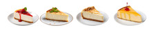 Slice Of Cheese Cake On Plate Top View With Transparent Background, Smooth Blur Edge, Generative AI